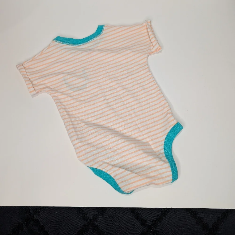 Cat & Jack Baby Summer Outfit Set | 12M | Teal Hot Pants, Striped Bodysuit & Bib